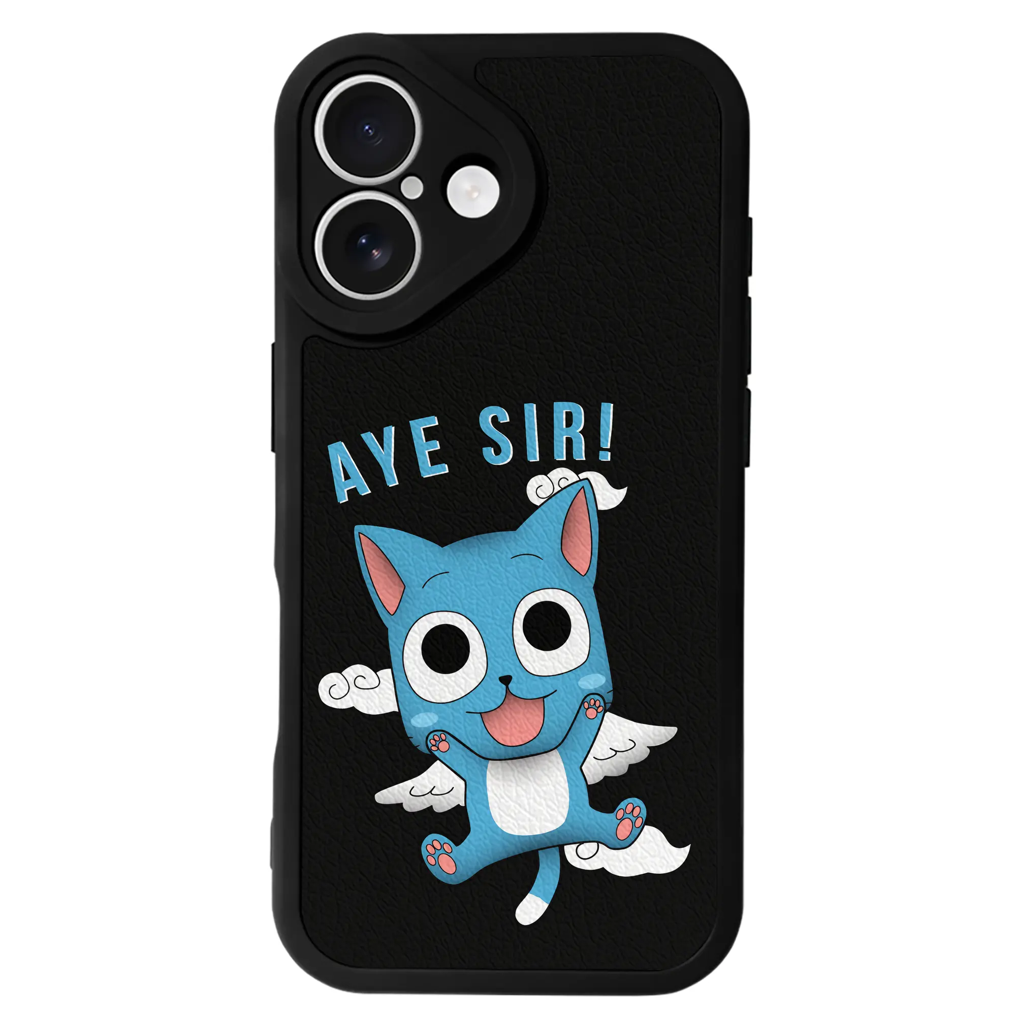 フェアリーテイル グッズ ハッピー - IPhone 16シリーズ対応 ・ シリコンスマホケース ・ レザー調 ・ 高精度フィット ・ 耐衝撃 ・ ワイヤレス充電対応 ・ 精密カット